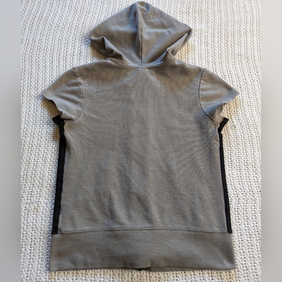 Vintage 90s Y2K TOPPY Crop Hoodie Shirt Women's Medium Taupe Brown Full Zipper - Picture 2 of 8